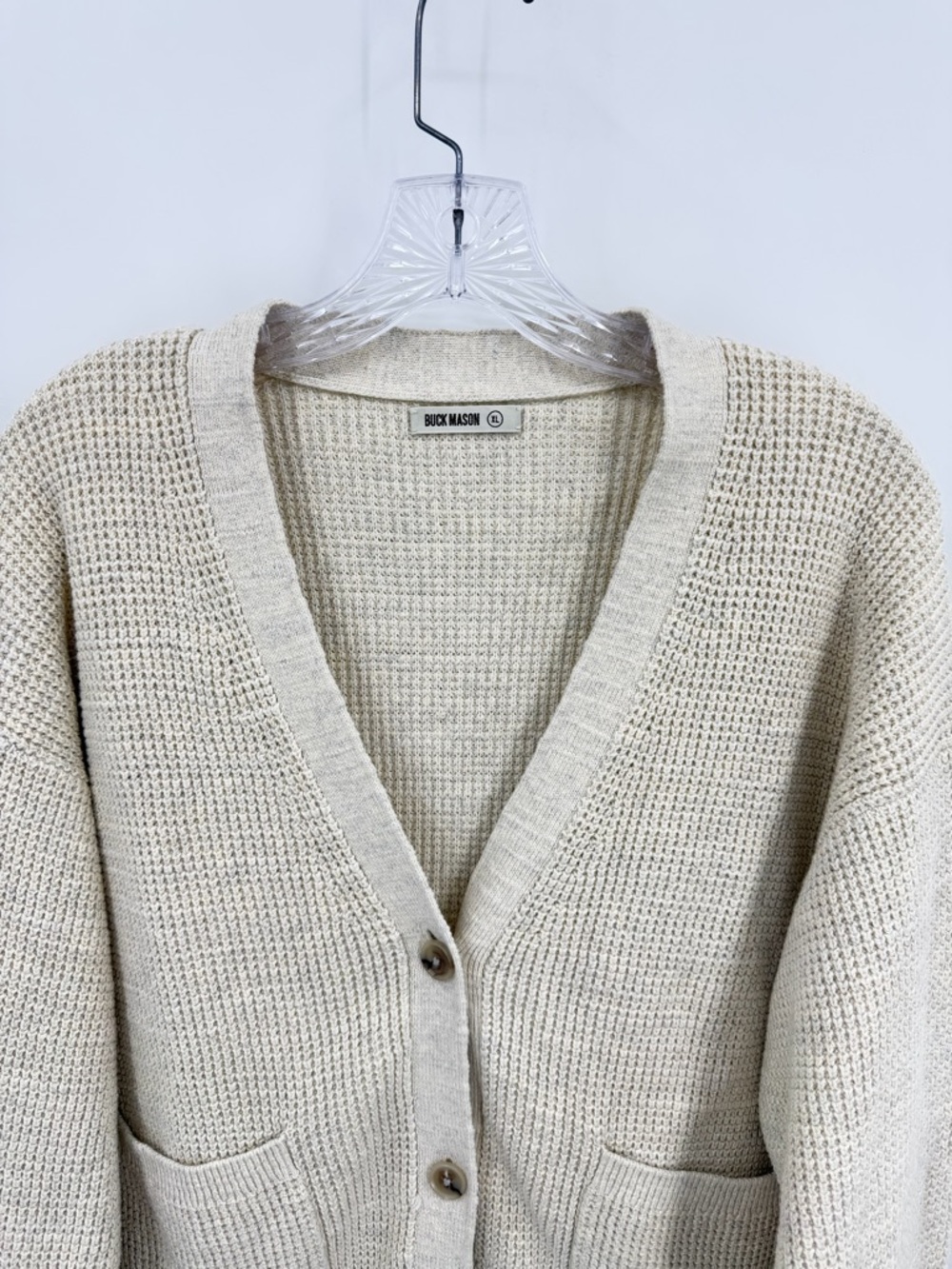 Buck Mason NWT Seafarer Cotton Cropped Cardigan Marled Sand Ivory Size XL - Picture 5 of 15